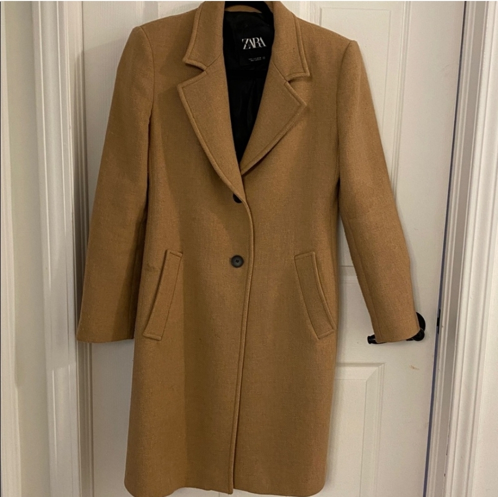 Zara Camel Wool-Blend Coat